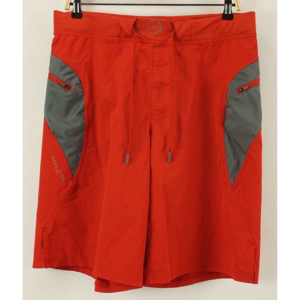 HYLETE Men's Large x 11" Above Knee Red Drawstring Adjustable Lifting Gym Shorts